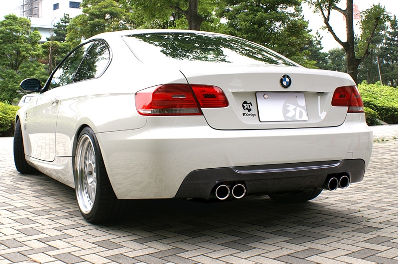 3D Design Carbon Fiber Rear Diffuser 4 Tip Exhaust BMW 3 Series E92 E93 335i Coupe Convertible M-Sport 06+