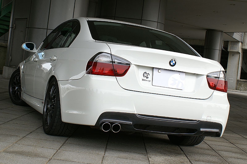 3D Design Carbon Fiber/FRP Rear Diffuser BG Single Exhaust BMW 3 Series E90 M-Sport 06-11