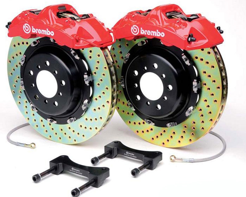 Brembo GT 12.9 Inch 4 Piston 2pc Drilled Discs Rear Brake Kit Mercedes-Benz S350 06-13