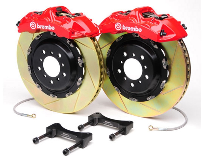 Brembo GT 12.9 Inch 4 Piston 2pc Slotted Discs Rear Brake Kit Mercedes-Benz S350 06-13