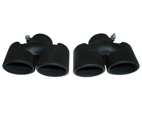 Cargraphic 89mm Black Enamel Quad Oval Exhaust Tips Porsche  997.2 Turbo 10-12