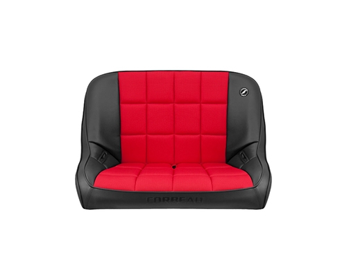 Corbeau 36-Inch Baja Bench Suspension Seat in Black Vinyl / Red Cloth 63417