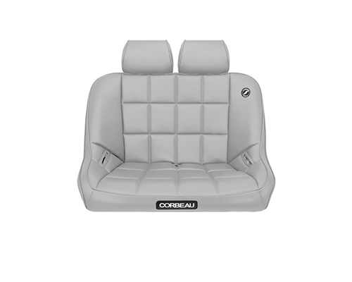 Corbeau 36-Inch Baja Bench Suspension Seat in Grey Vinyl Headrest HR09