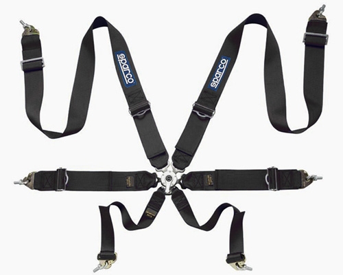 Sparco Competition 6-Point Pull Down Style Harness Black