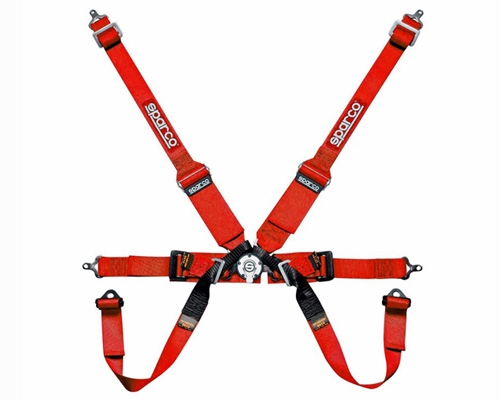 Sparco Competition 6-Point Pull Up Style Harness Red